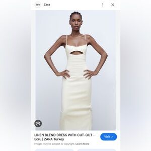 Zara linen dress with cut out in white